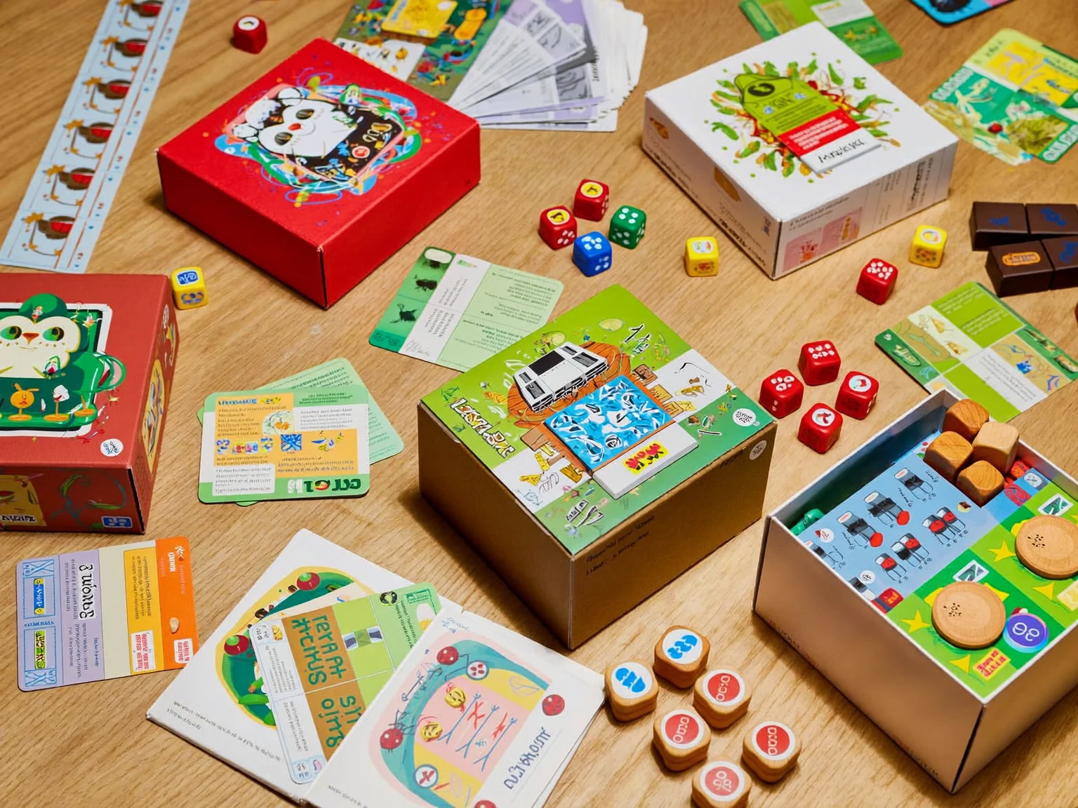 Afsluttende illustration af familie og venner samlet om et brætspil
